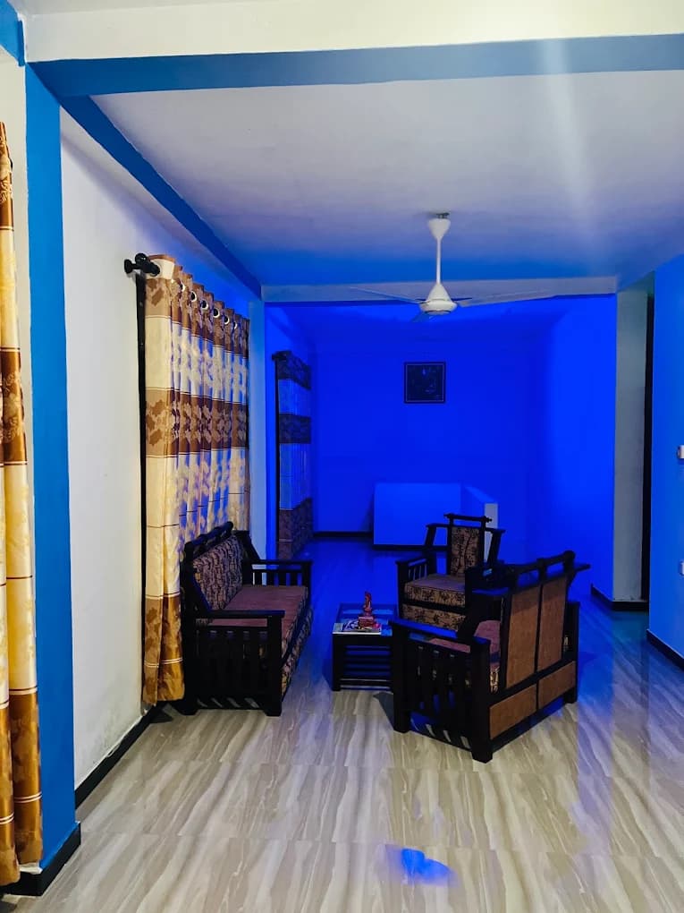 Sitting area with wooden furniture