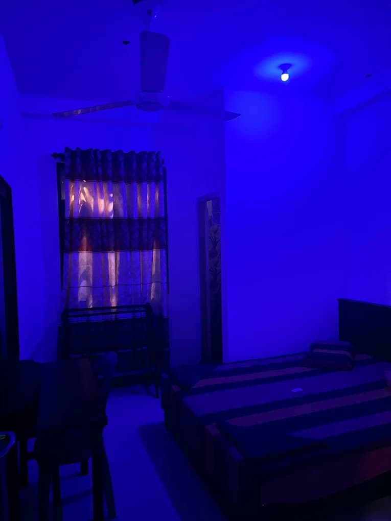 Guest room in soft evening light